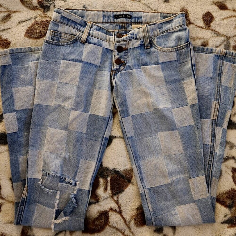 Frankie B Vintage Patchwork Boot Cut Jeans Size XS